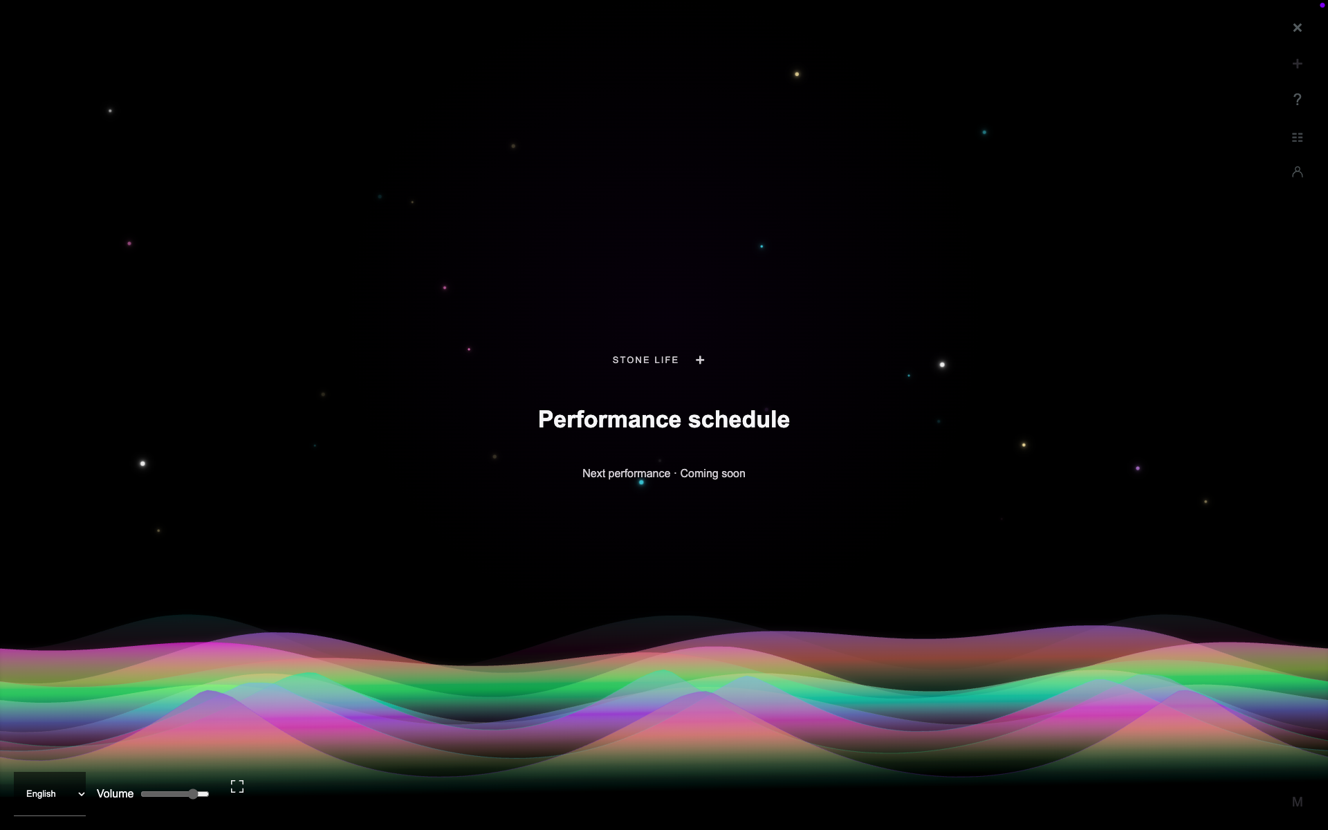 Stone Music performance schedule with flowing colorful emotion lines